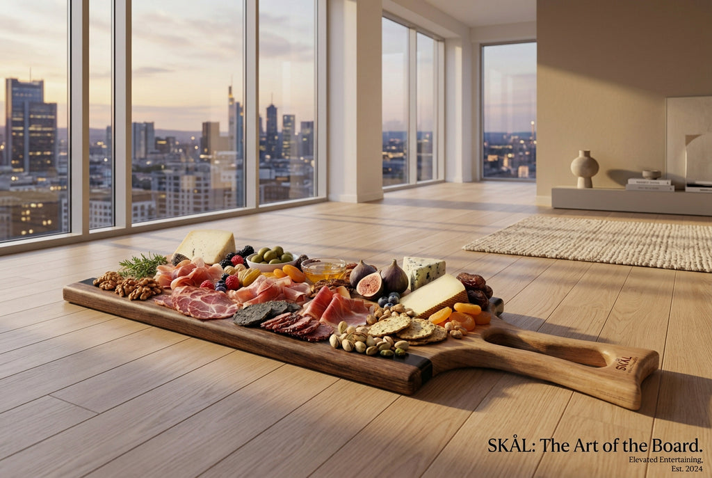 Multi-wood Charcuterie board. 8.5 x 26.5 inches
