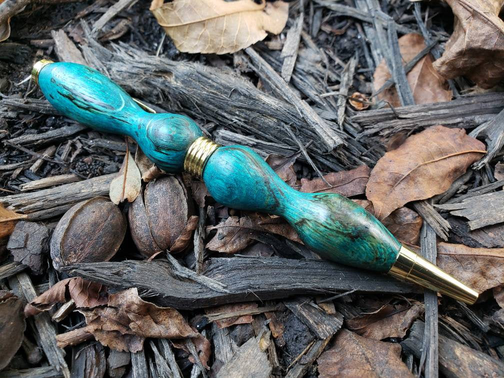 Walnut and Turquoise Dyed Maple Twist Pen
