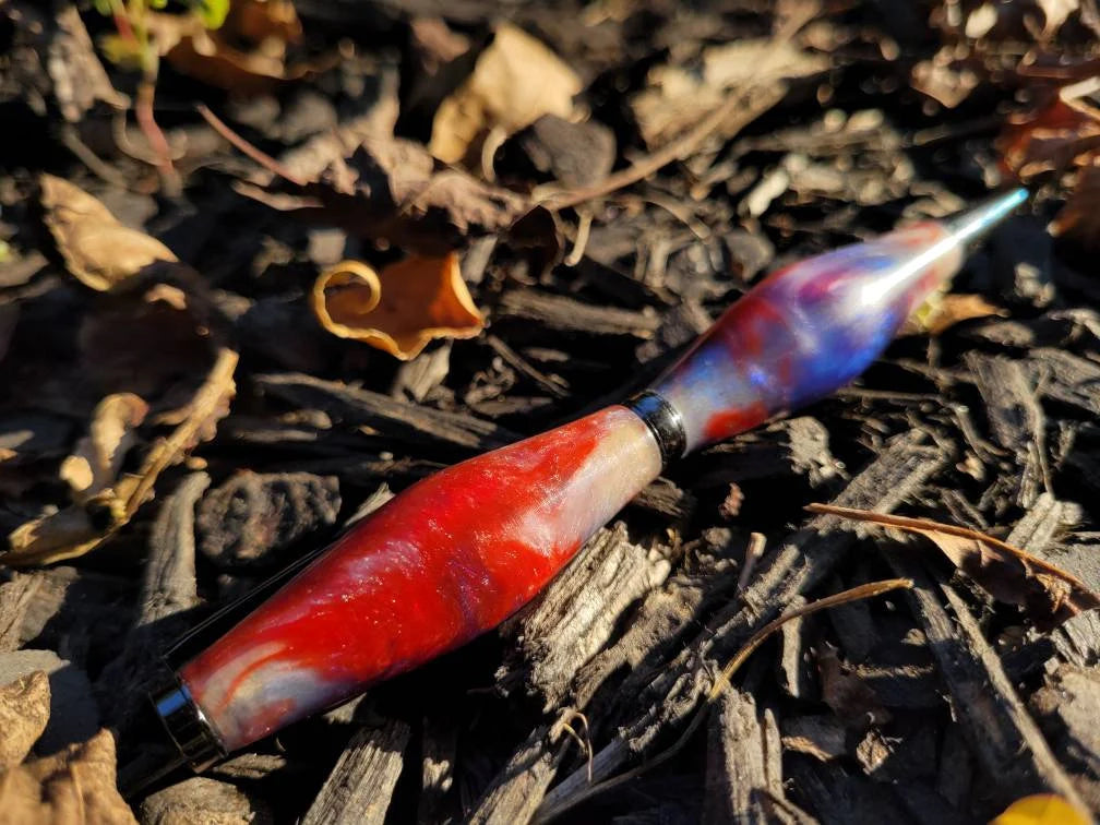 Red White and Blue Resin Epoxy Twist Pen