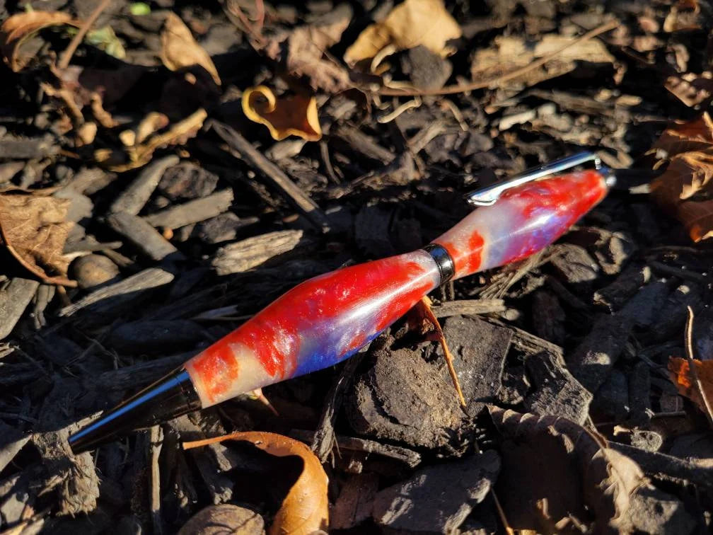 Red White and Blue Resin Epoxy Twist Pen