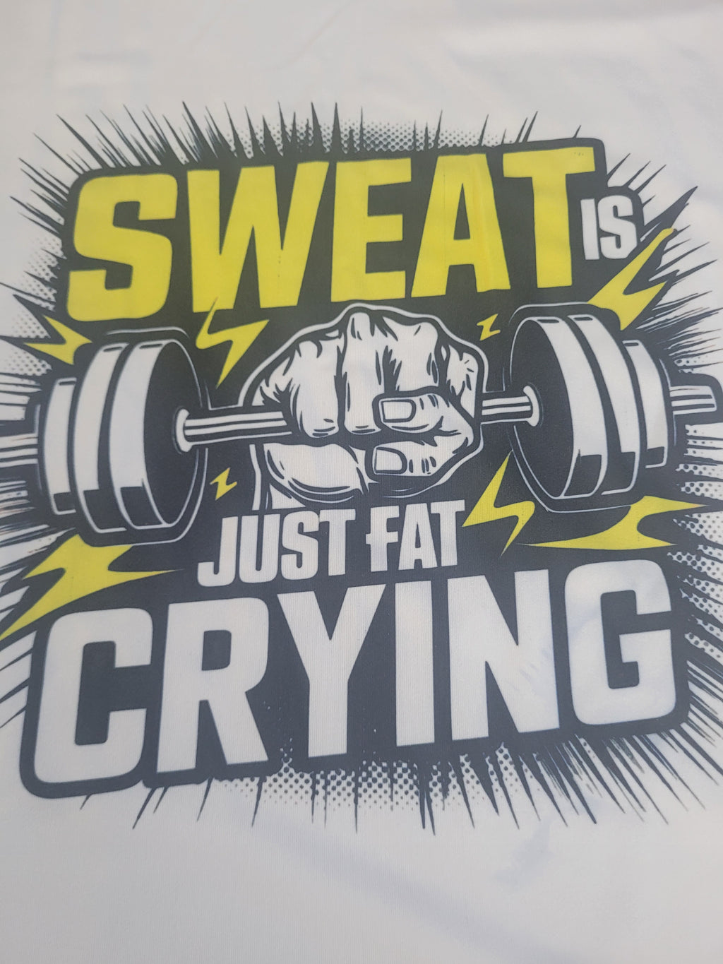 Women's Tank Top Fitness shirt White "Sweat is just Fat Crying"