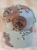 Desert Camo Ball Cap with fish skeleton "killin em" patch
