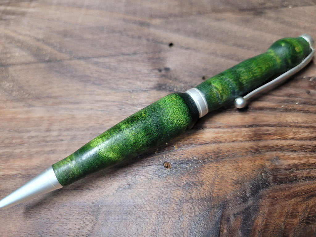 Birdseye Maple Twist Pen Dyed Green