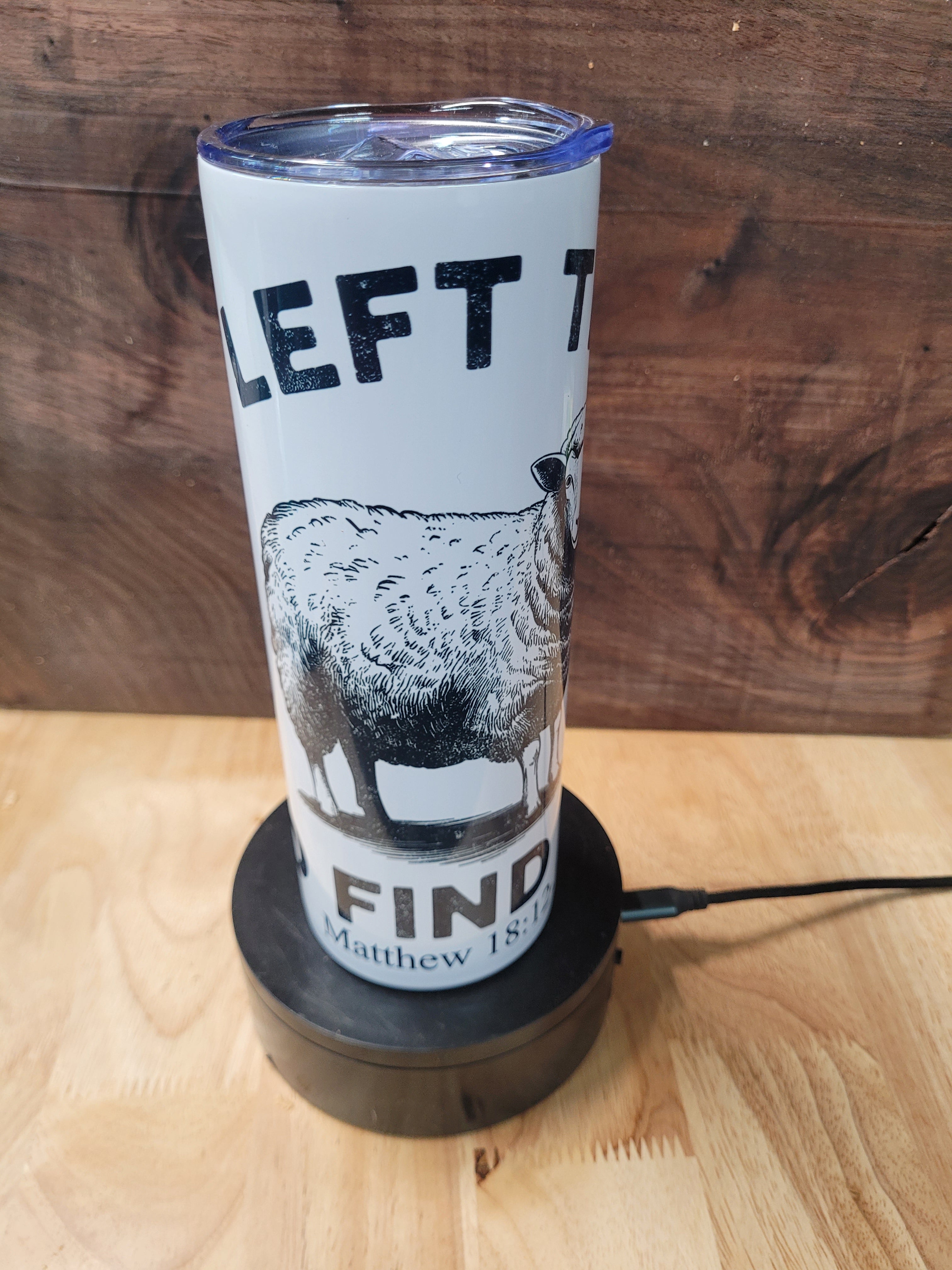 20 oz. Tumbler with "He Left The 99 To Find Me Matthew 18:12-14"