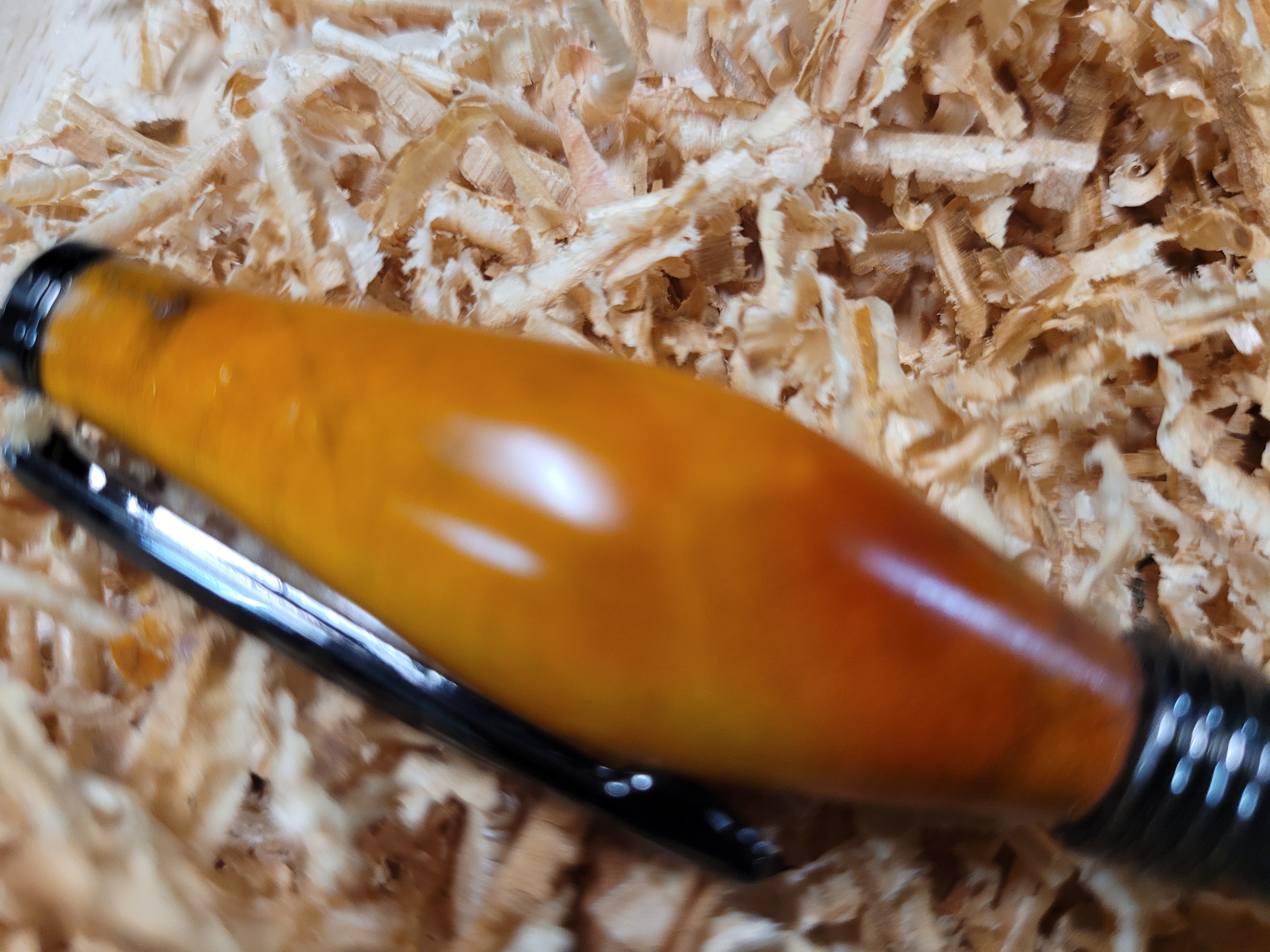 Twist Pen  made of Flame Box Elder dyed yellow and Zebrawood dyed bluish green