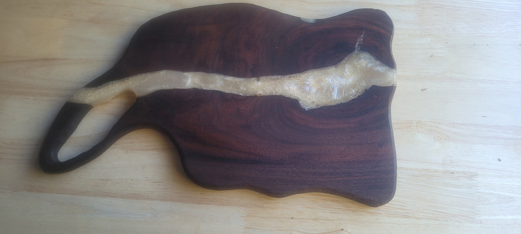 Walnut Charcuterie Board with off white Epoxy Resin River Approximately 15.5"L X9"W