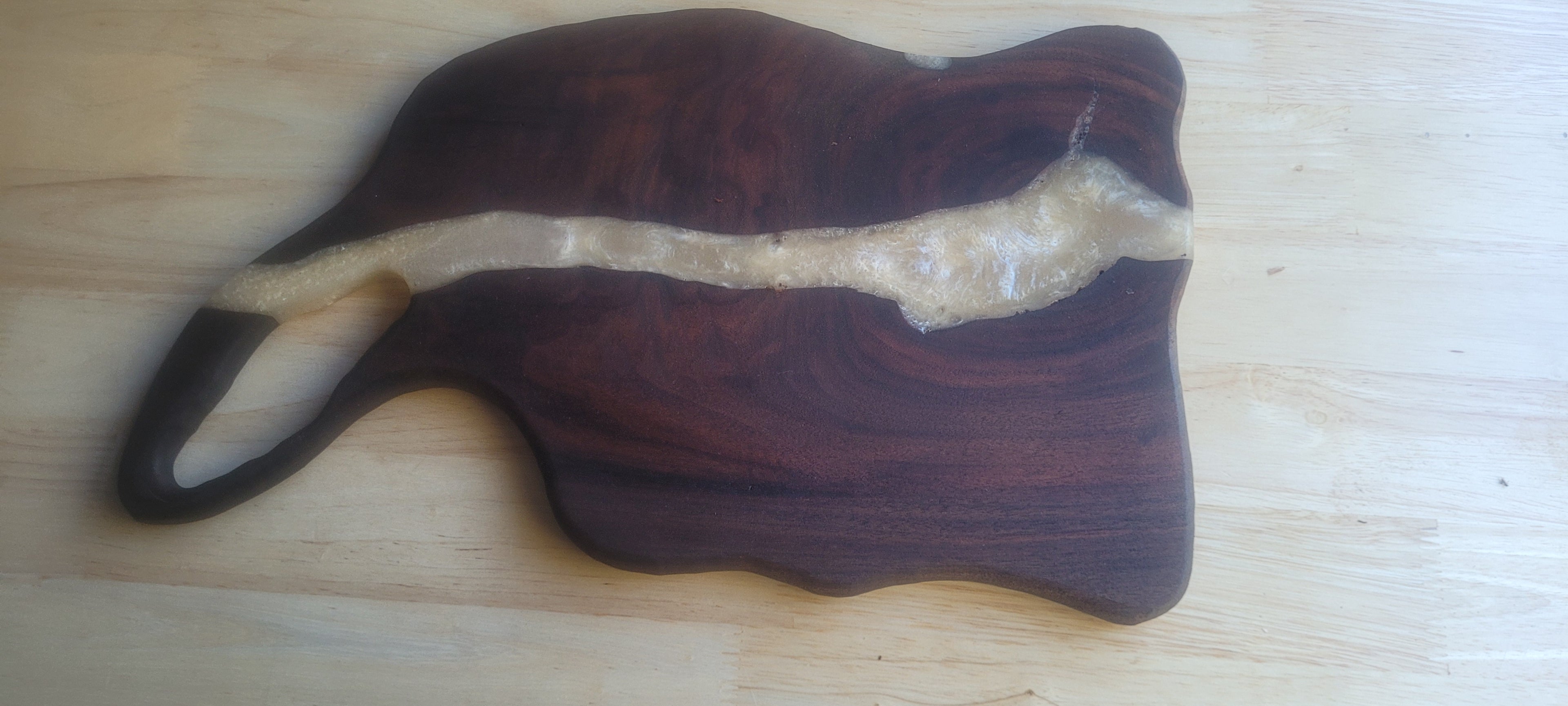 Walnut Charcuterie Board with off white Epoxy Resin River Approximately 15.5"L X9"W