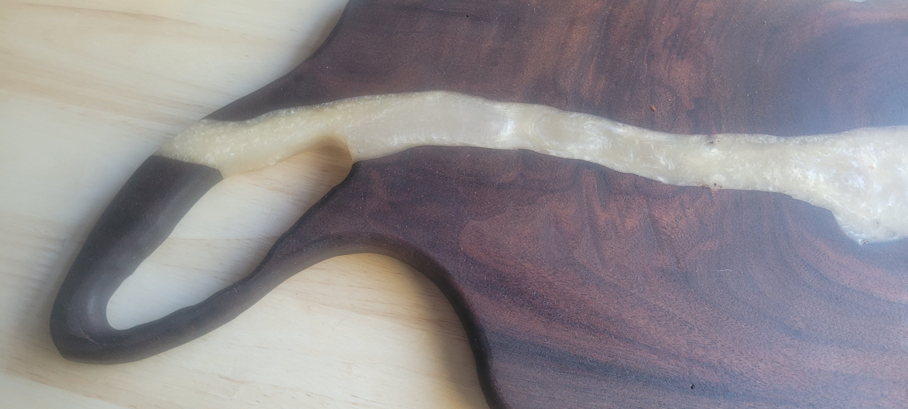 Walnut Charcuterie Board with off white Epoxy Resin River Approximately 15.5"L X9"W