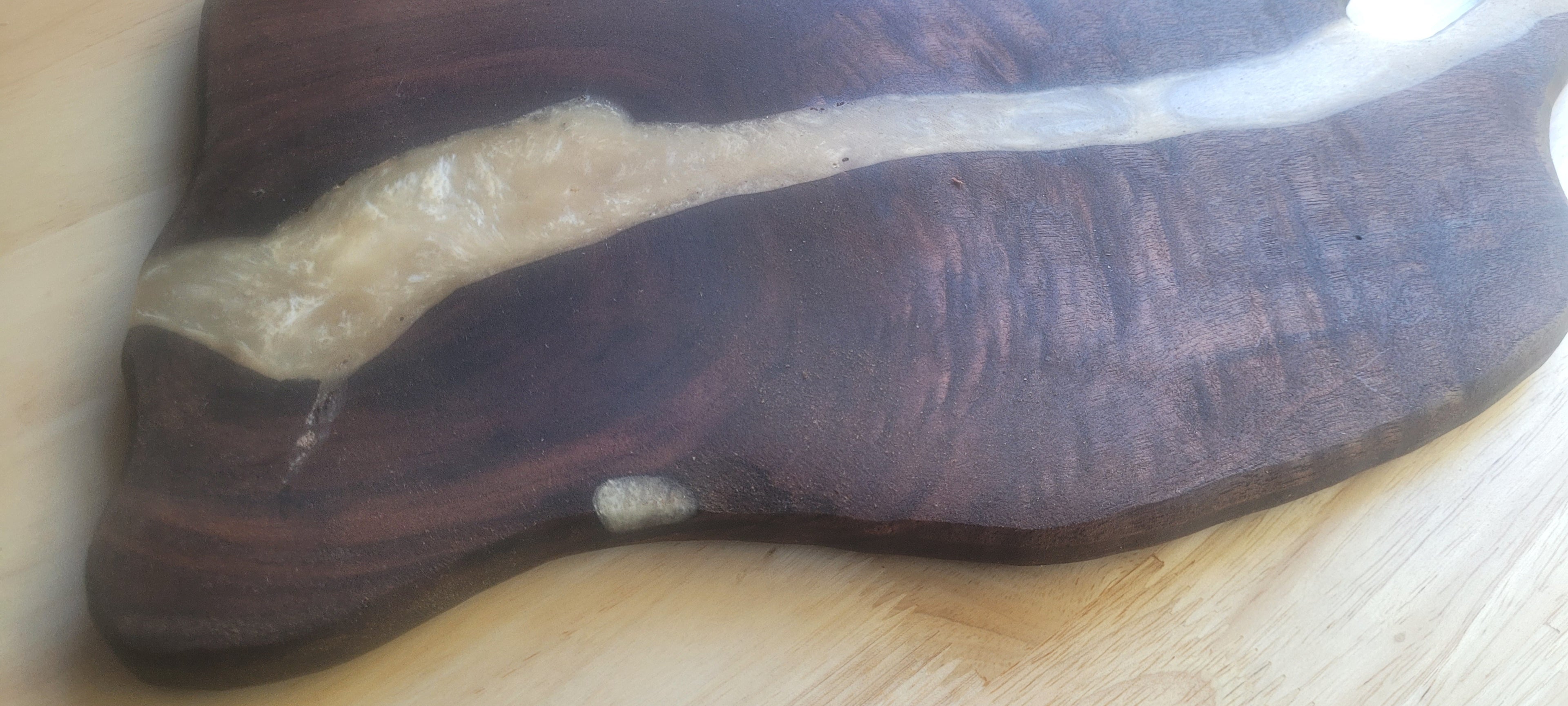 Walnut Charcuterie Board with off white Epoxy Resin River Approximately 15.5"L X9"W
