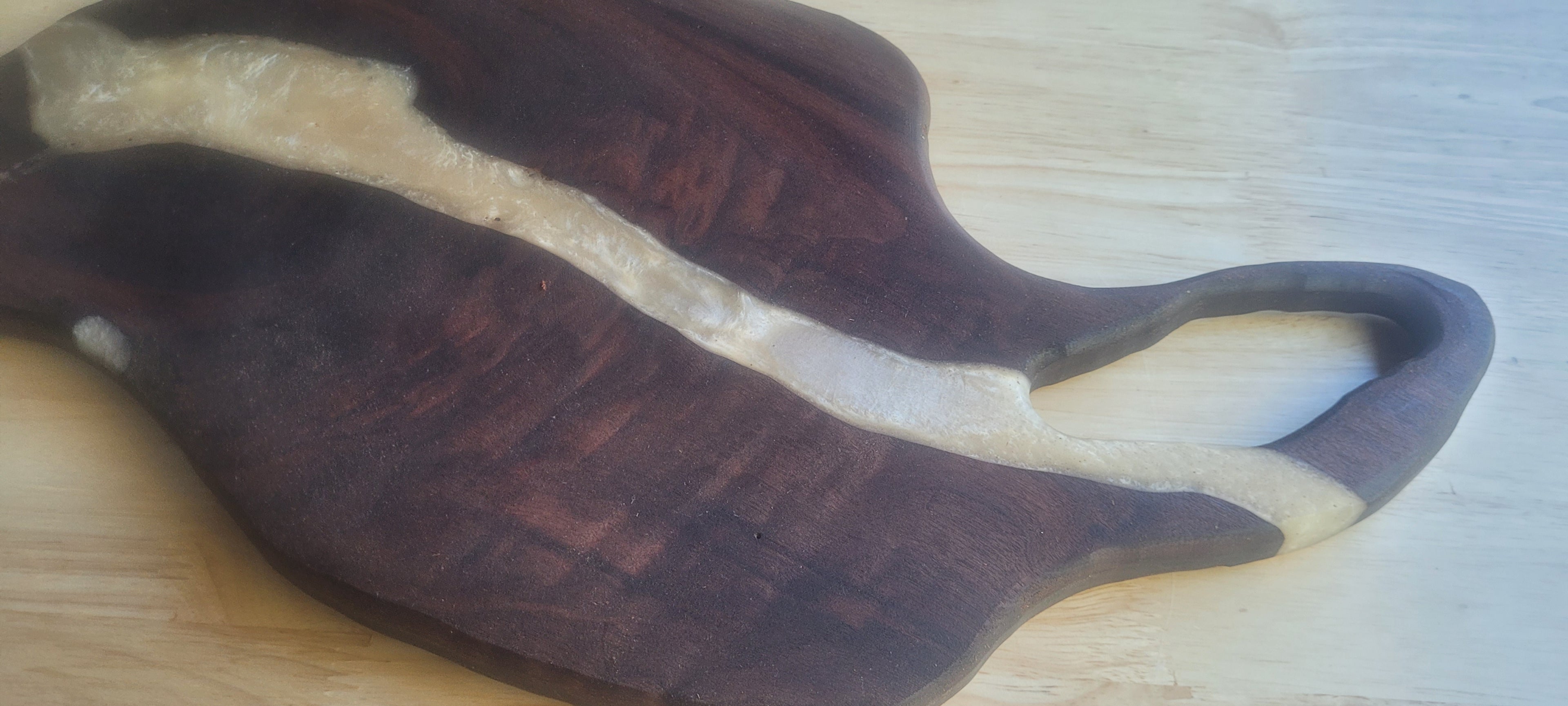 Walnut Charcuterie Board with off white Epoxy Resin River Approximately 15.5"L X9"W