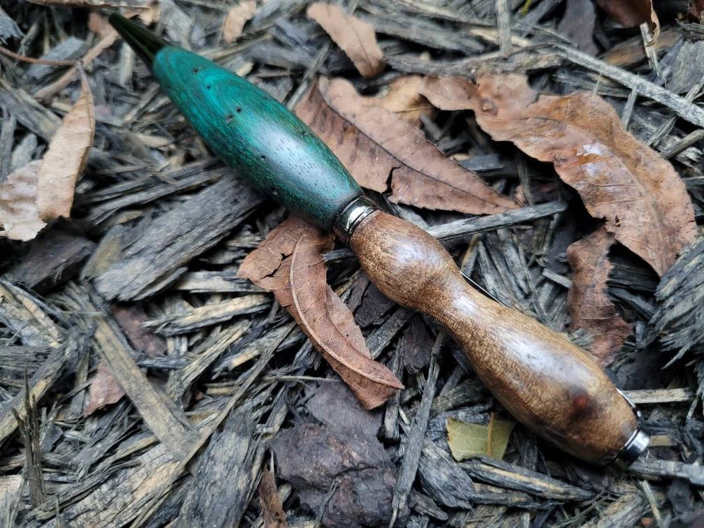 American Walnut and Ebiara Twist Pen Dyed Turquoise