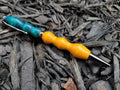 Maple Twist Pen Dyed Turquoise and Yellowish Orange