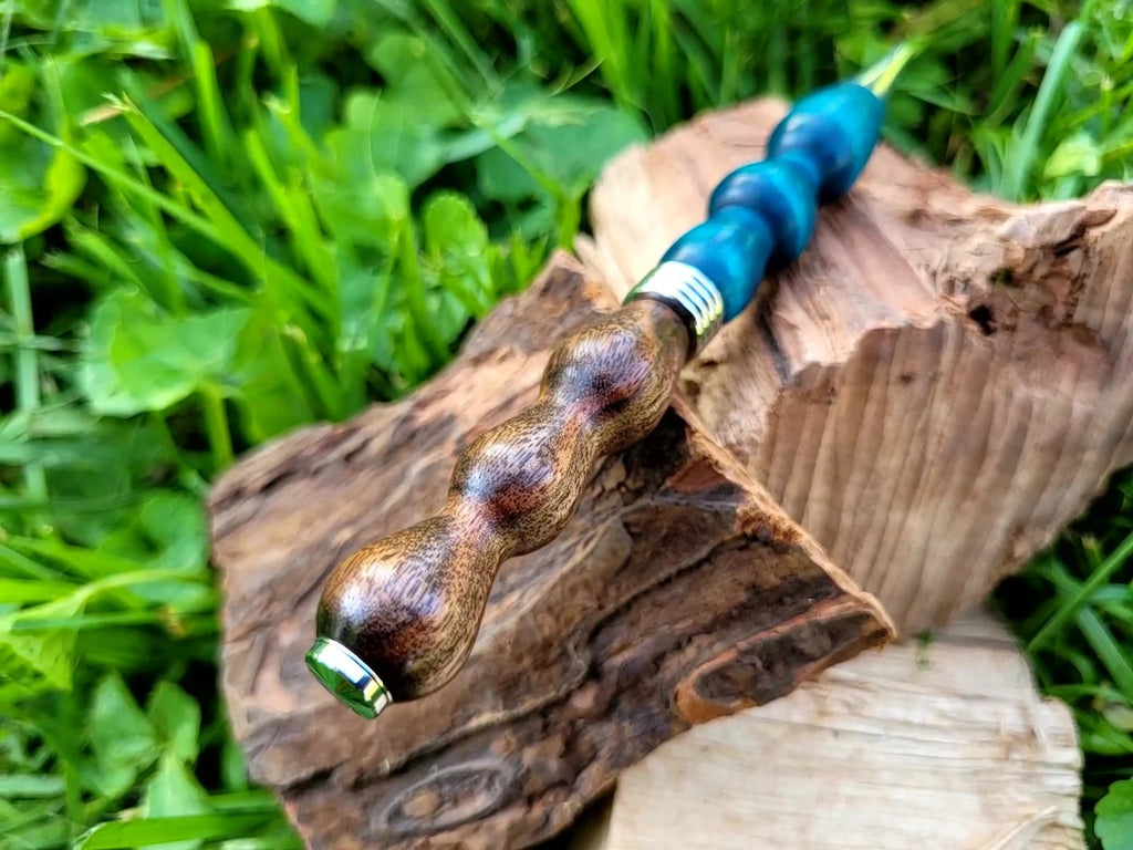 American Black Walnut and Maple(Dyed Green/Blue) Twist Pen