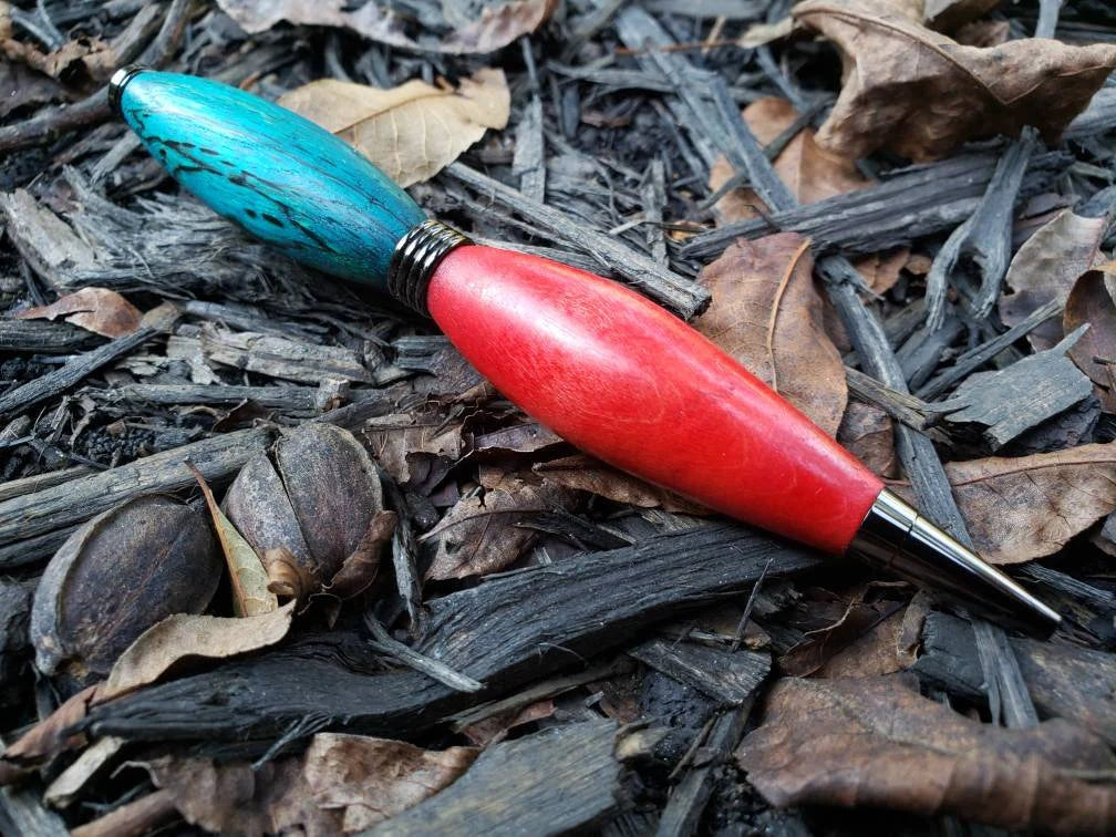 Maple and Ebiara Wood Twist Pen Dyed Red and Greenish