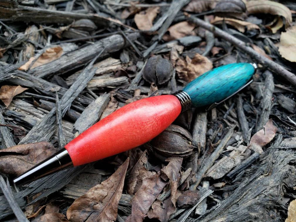Maple and Ebiara Wood Twist Pen Dyed Red and Greenish