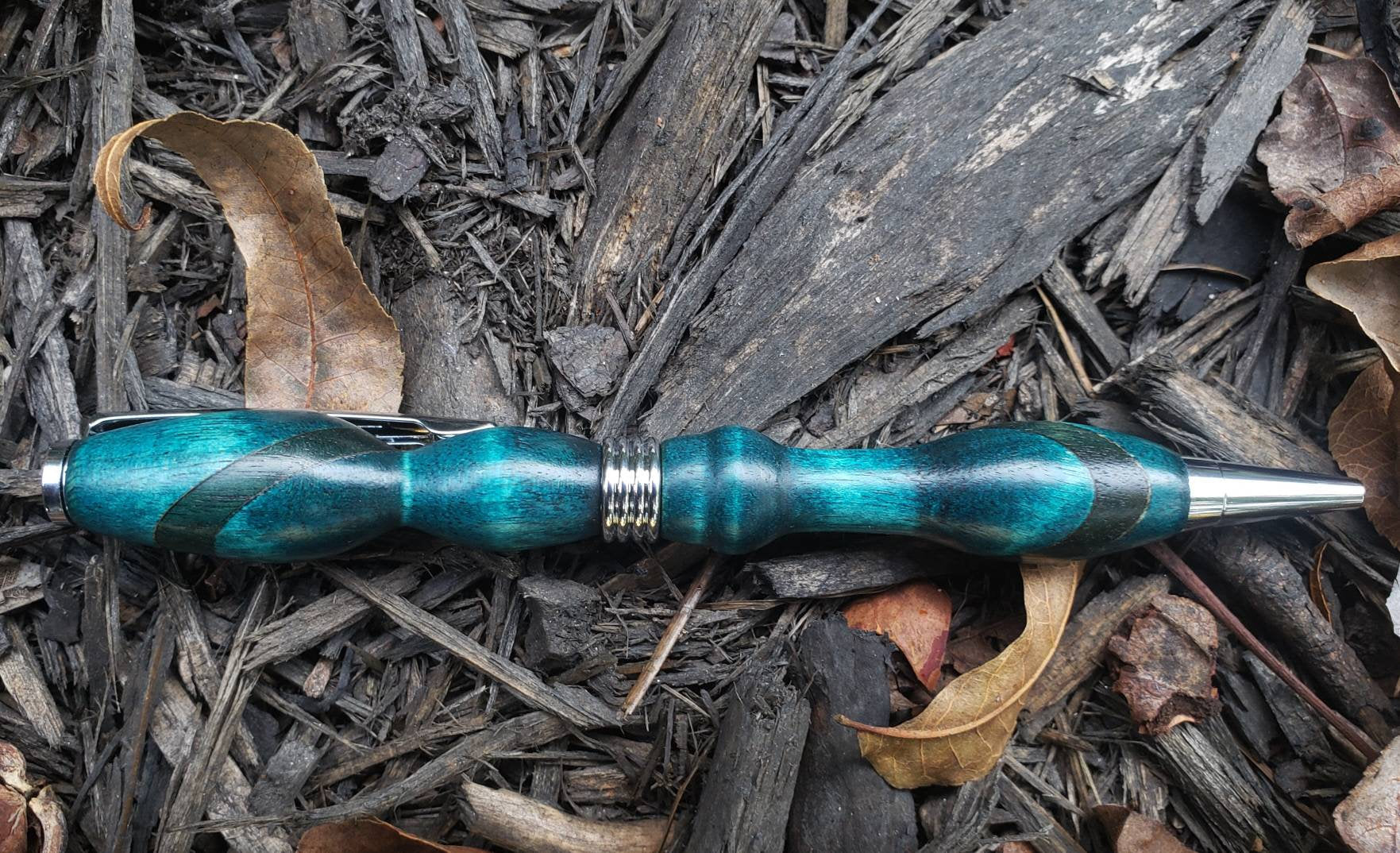 Walnut and Turquoise Dyed Maple Twist Pen