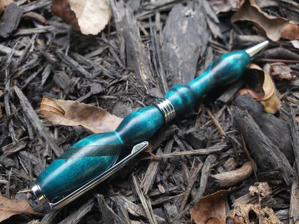 Walnut and Turquoise Dyed Maple Twist Pen