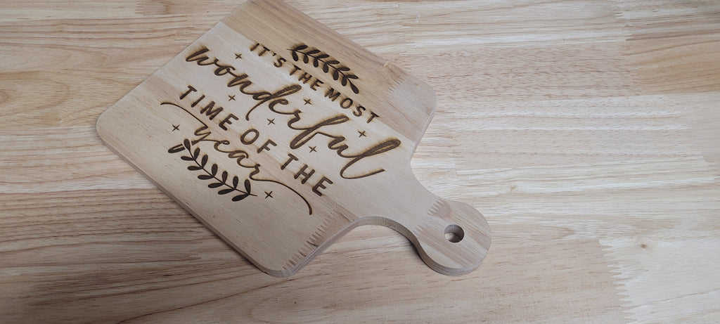 "The Most Wonderful Time of The Year" Wooden Charcuterie Board Approximately 12"L x 8"W