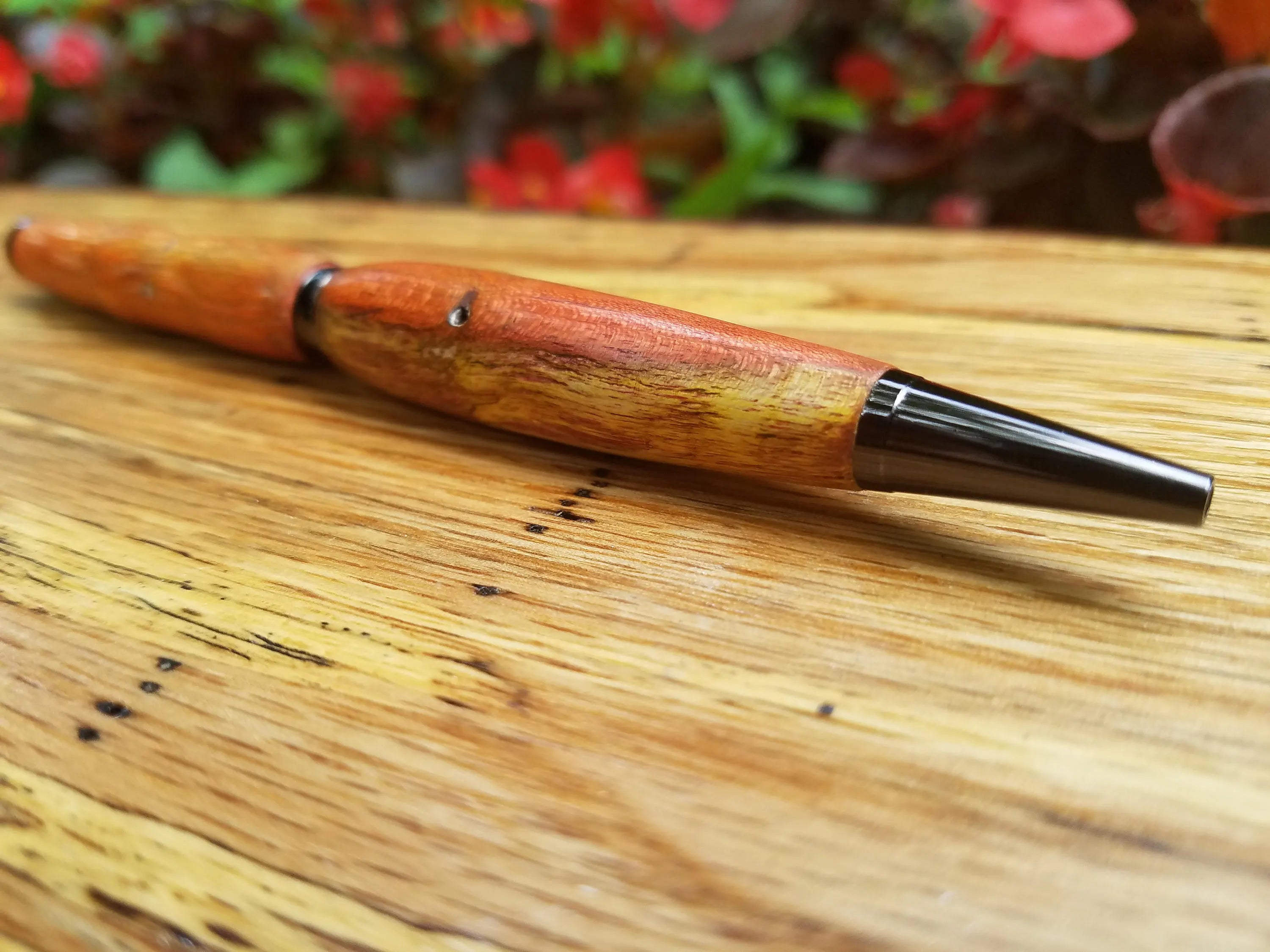 Flame Box Elder Wood Twist Pen with worm holes