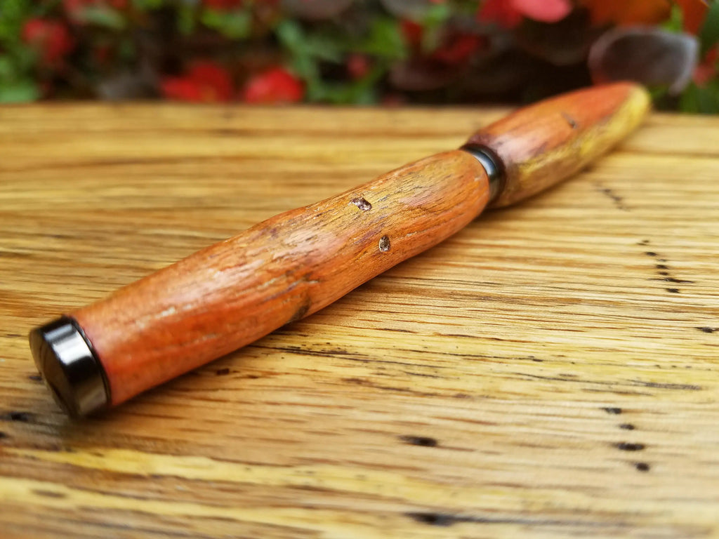 Flame Box Elder Wood Twist Pen with worm holes