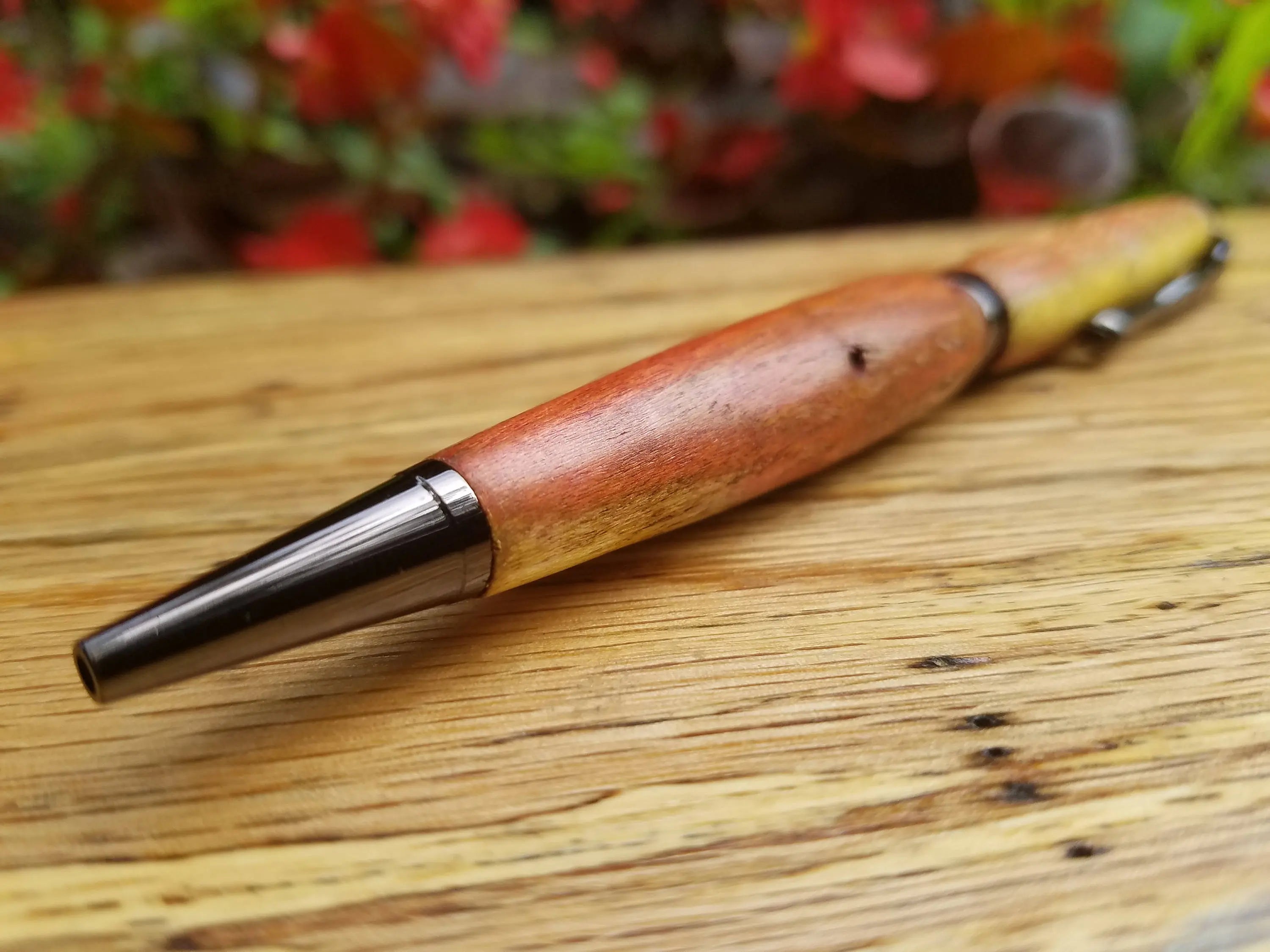 Flame Box Elder Wood Twist Pen with worm holes