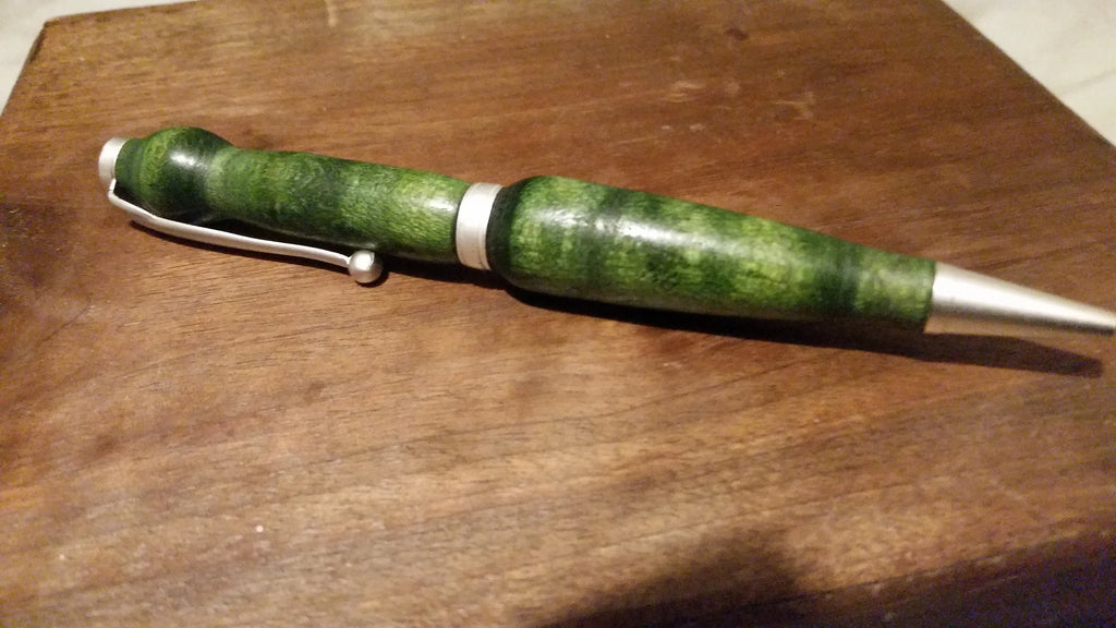 Birdseye Maple Twist Pen Dyed Green