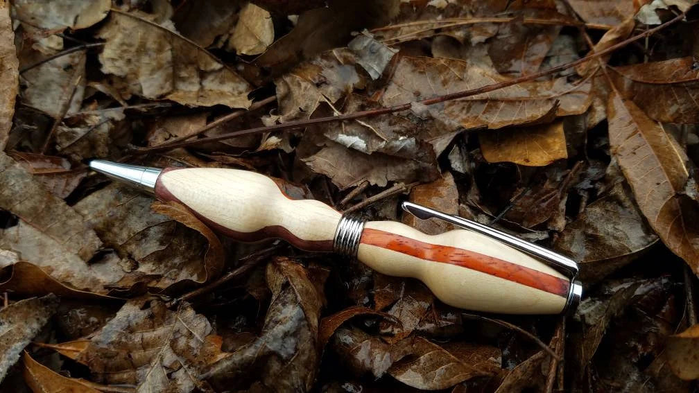 Padauke, Purpleheart, and Maple Wood Pen, Exotic Wood Pen, Unique Pen, Gift Ideas, Collectible, Hand Turned Pen, Woodwork, Handcrafted Pen