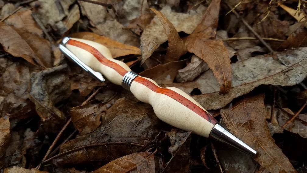 Padauke, Purpleheart, and Maple Wood Pen, Exotic Wood Pen, Unique Pen, Gift Ideas, Collectible, Hand Turned Pen, Woodwork, Handcrafted Pen