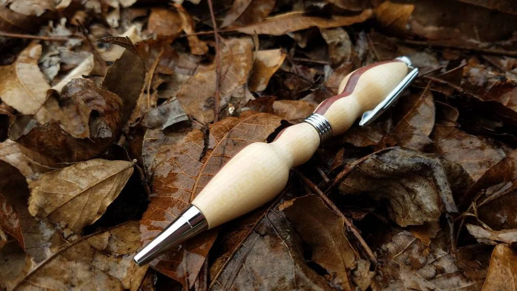 Padauke, Purpleheart, and Maple Wood Pen, Exotic Wood Pen, Unique Pen, Gift Ideas, Collectible, Hand Turned Pen, Woodwork, Handcrafted Pen