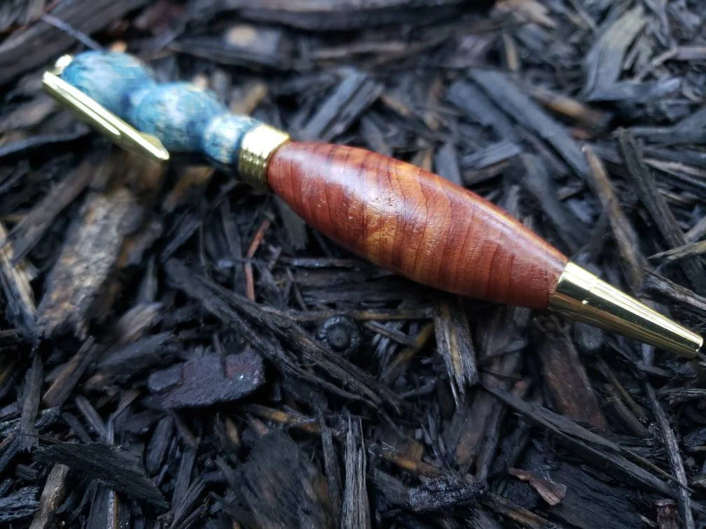 Spalted Oak and Cedar Wood Pen, Black Friday, Christmas Gift, Blue Pen, Gift Idea, Handmade Pen, Graduation Gift, Unique pen, Handmade Pen