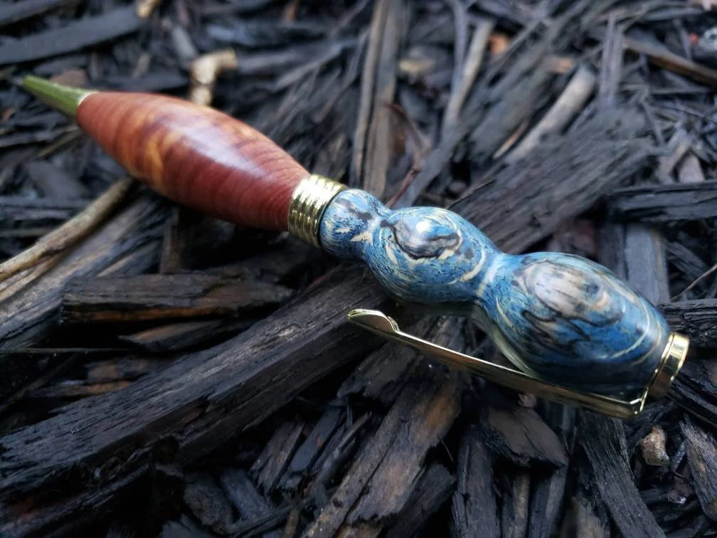 Spalted Oak and Cedar Wood Pen, Black Friday, Christmas Gift, Blue Pen, Gift Idea, Handmade Pen, Graduation Gift, Unique pen, Handmade Pen