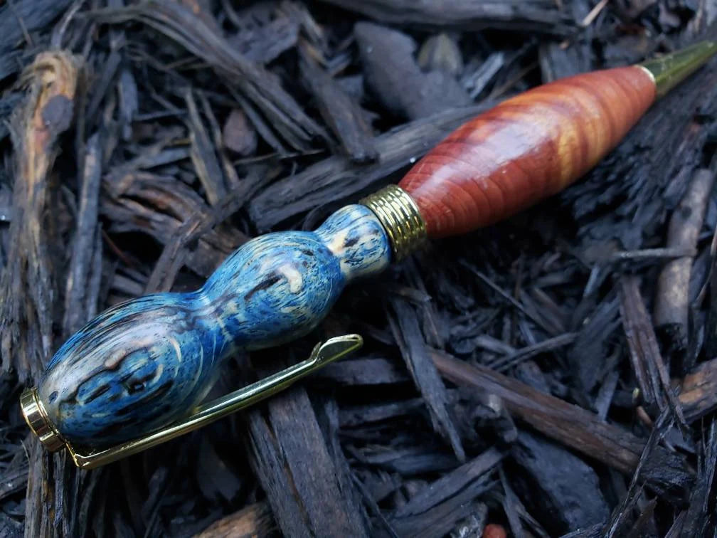 Spalted Oak and Cedar Wood Pen, Black Friday, Christmas Gift, Blue Pen, Gift Idea, Handmade Pen, Graduation Gift, Unique pen, Handmade Pen