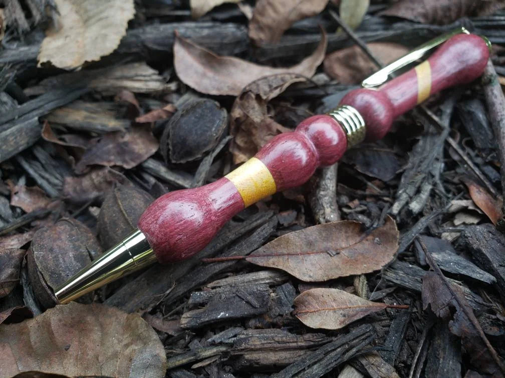 Purpleheart & Canary Wood Pen, Exotic Wood Pen, Unique Pen/Black Friday, Christmas Gift/Gift Ideas, Collectible, Hand Turned/Handcrafted Pen
