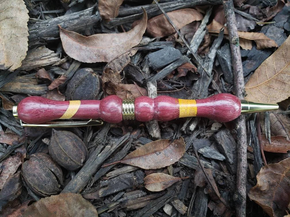 Purpleheart & Canary Wood Pen, Exotic Wood Pen, Unique Pen/Black Friday, Christmas Gift/Gift Ideas, Collectible, Hand Turned/Handcrafted Pen