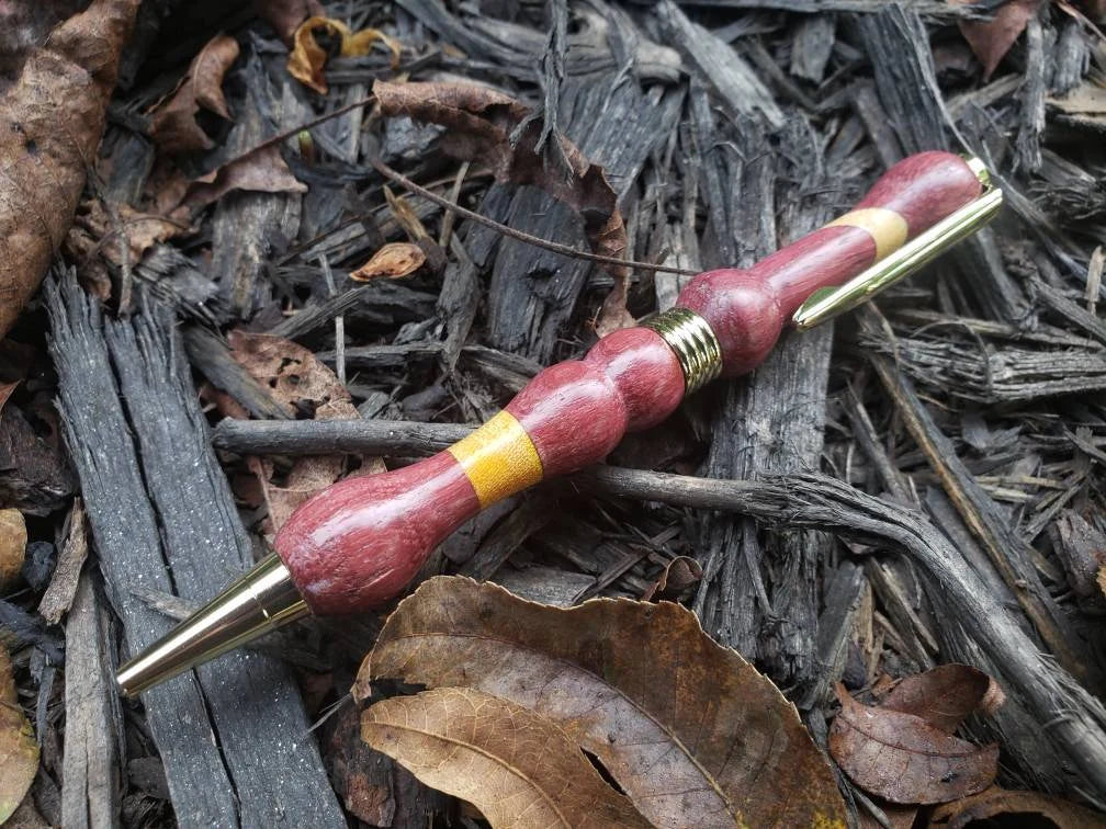 Purpleheart & Canary Wood Pen, Exotic Wood Pen, Unique Pen/Black Friday, Christmas Gift/Gift Ideas, Collectible, Hand Turned/Handcrafted Pen