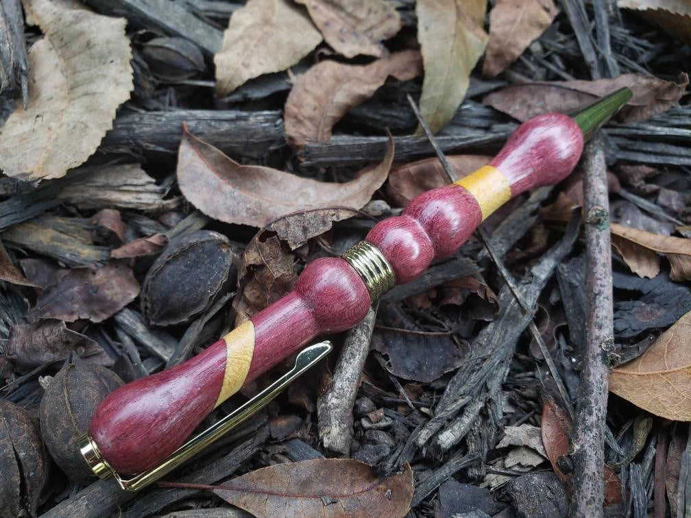 Purpleheart & Canary Wood Pen, Exotic Wood Pen, Unique Pen/Black Friday, Christmas Gift/Gift Ideas, Collectible, Hand Turned/Handcrafted Pen