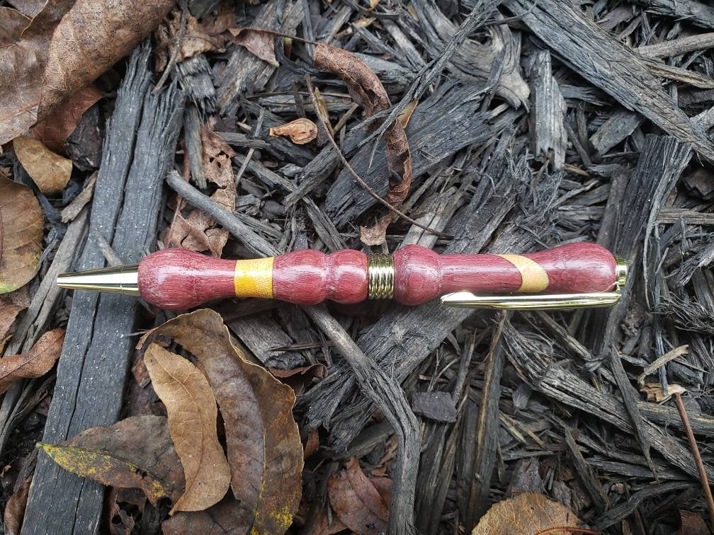 Purpleheart & Canary Wood Pen, Exotic Wood Pen, Unique Pen/Black Friday, Christmas Gift/Gift Ideas, Collectible, Hand Turned/Handcrafted Pen