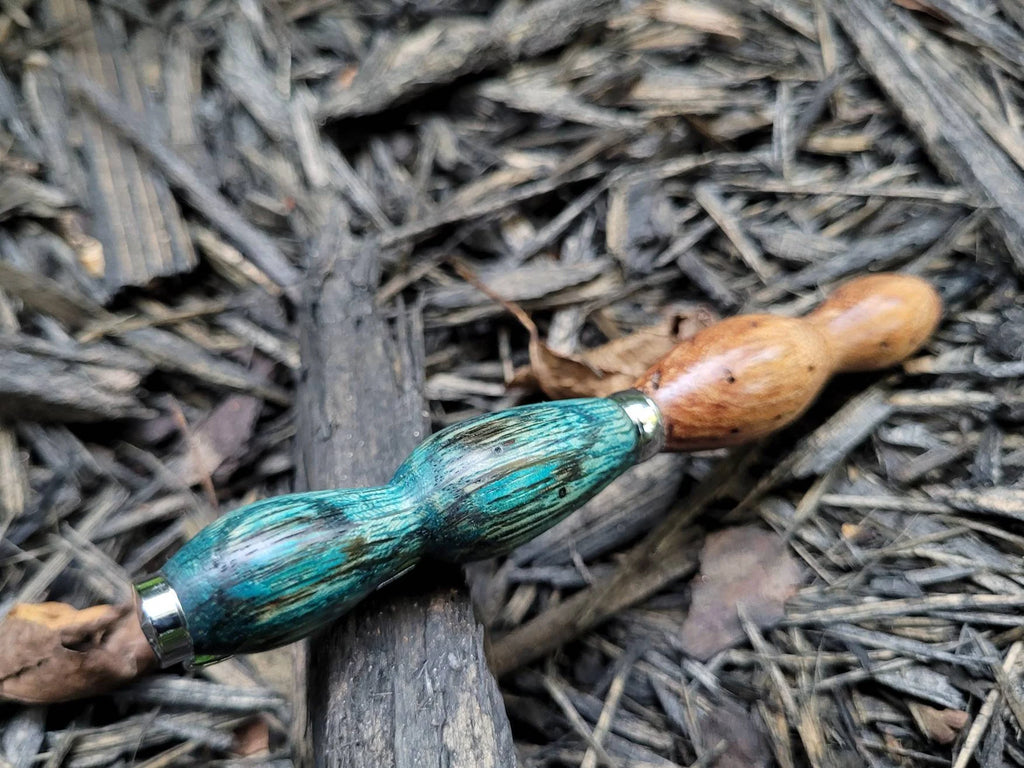 Dyed Blue Zebrawood and Ebiara Wood Twist Pen