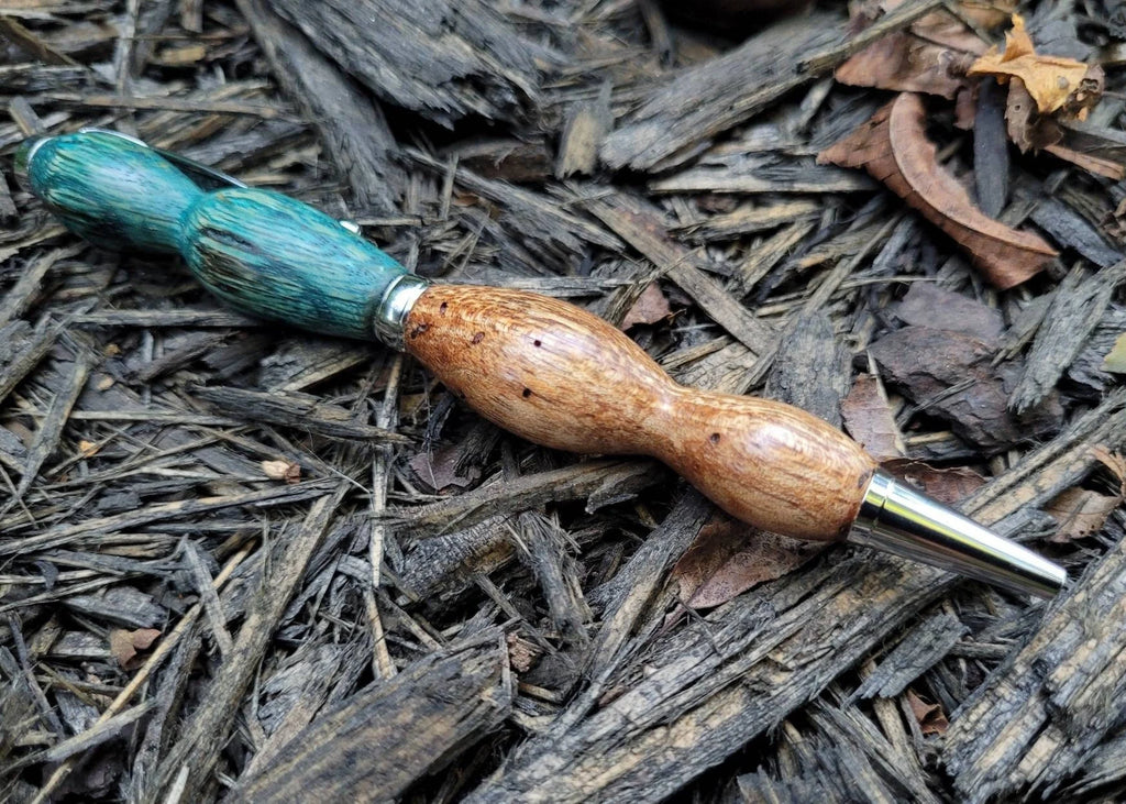 Dyed Blue Zebrawood and Ebiara Wood Twist Pen