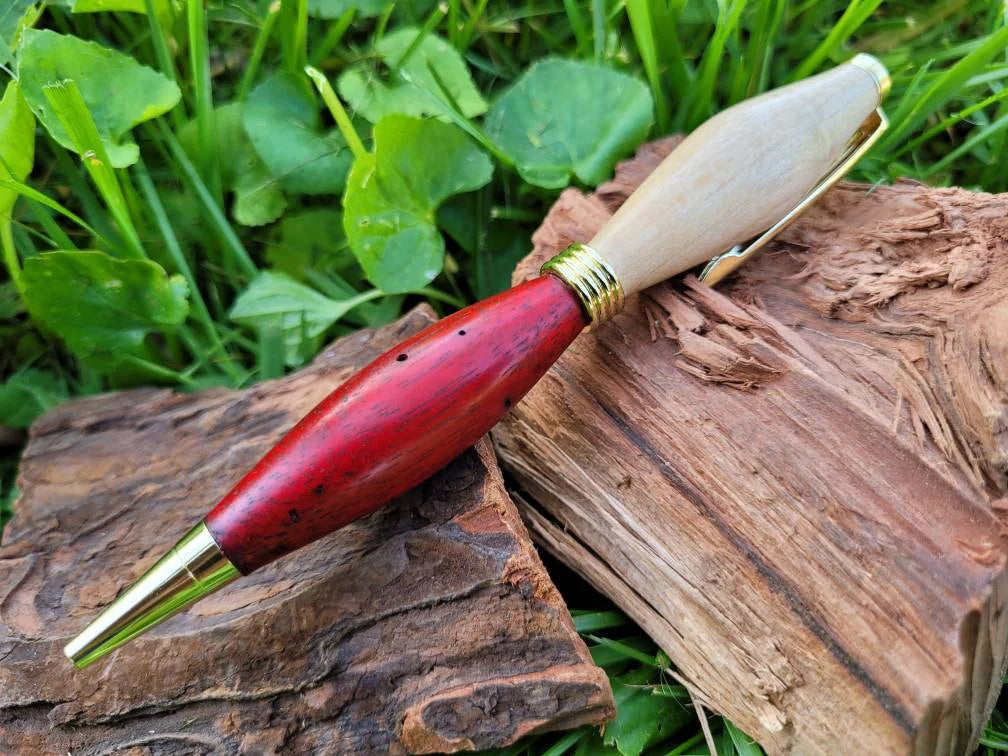 Maple & Red Zebrawood Pen | Mother's Day | Unique Pen | Christmas Gift/Gift Idea | Collectible Pen | Hand Turned | Graduation gift | Red Pen