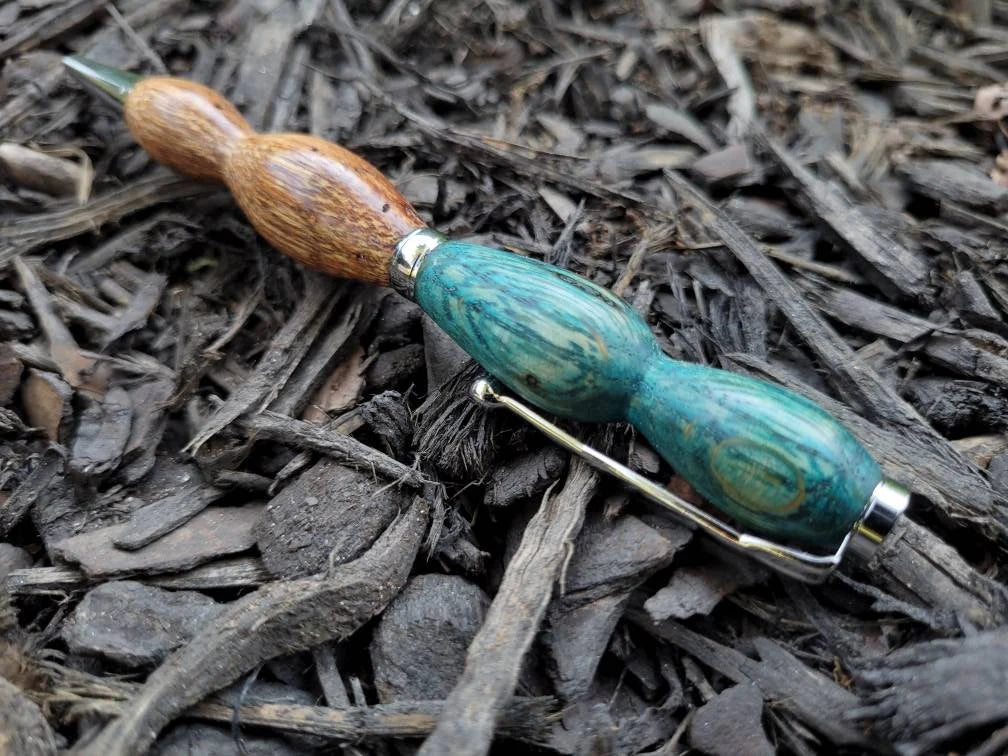 Dyed Blue Zebrawood and Ebiara Wood Twist Pen