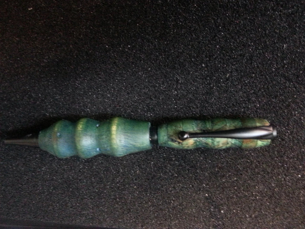 Zebrawood and Box Elder Twist Pen Dyed Green