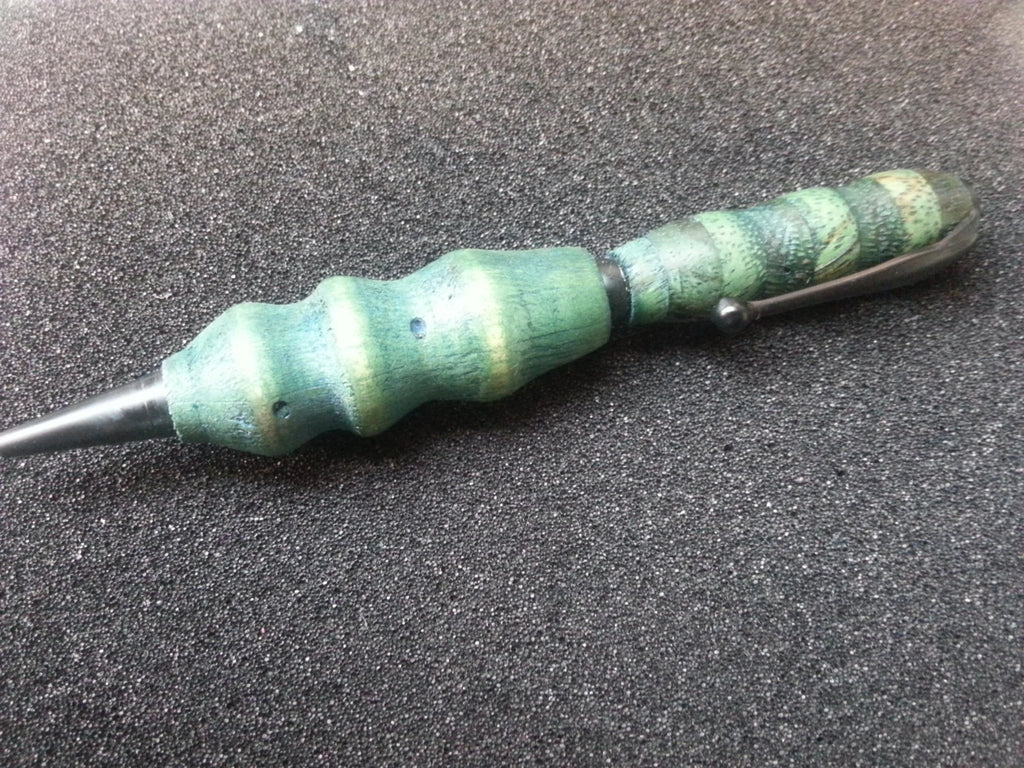 Zebrawood and Box Elder Twist Pen Dyed Green