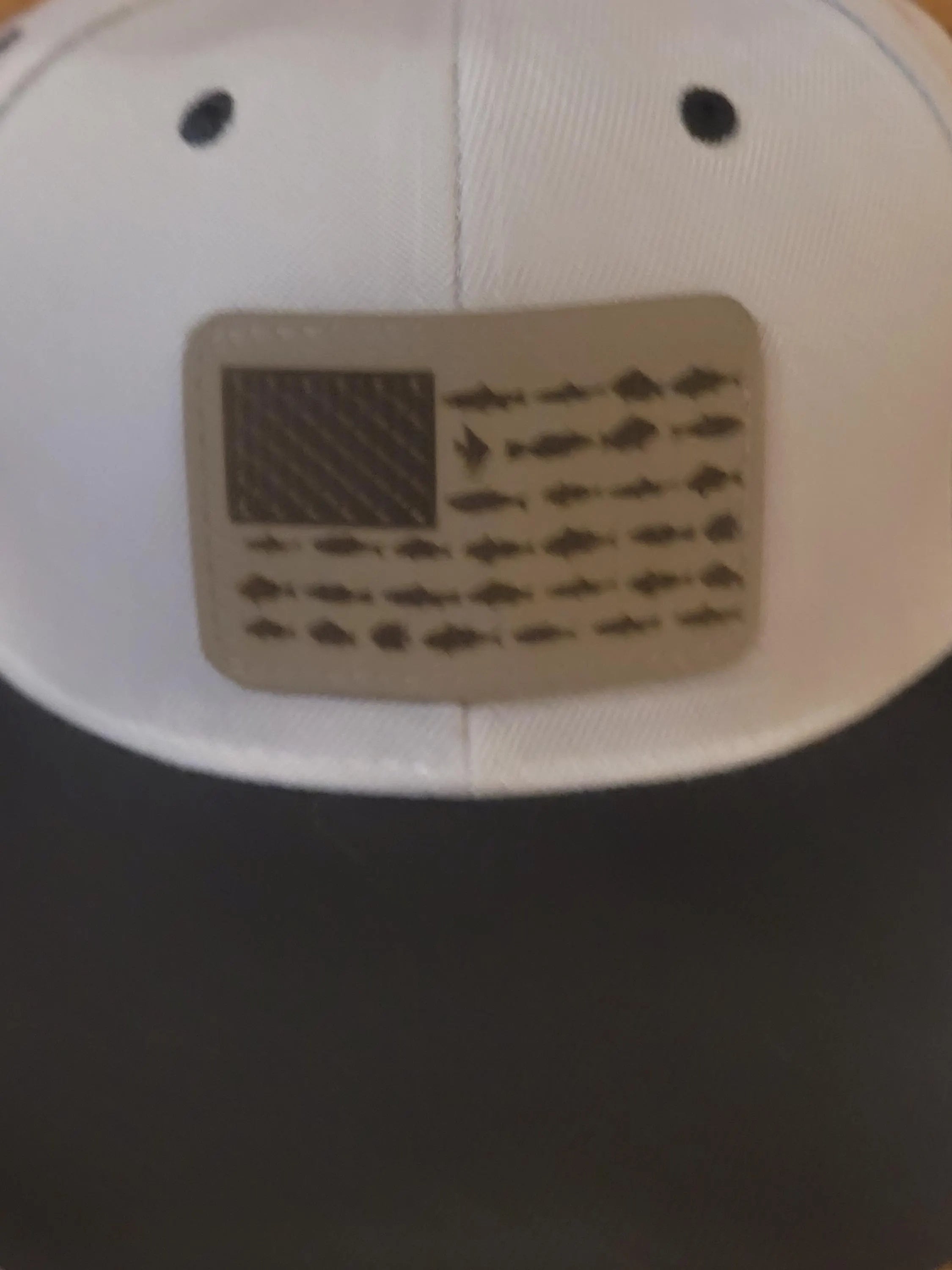 US Saltwater Fishing Flag Ball Cap, Gray with Black bill.