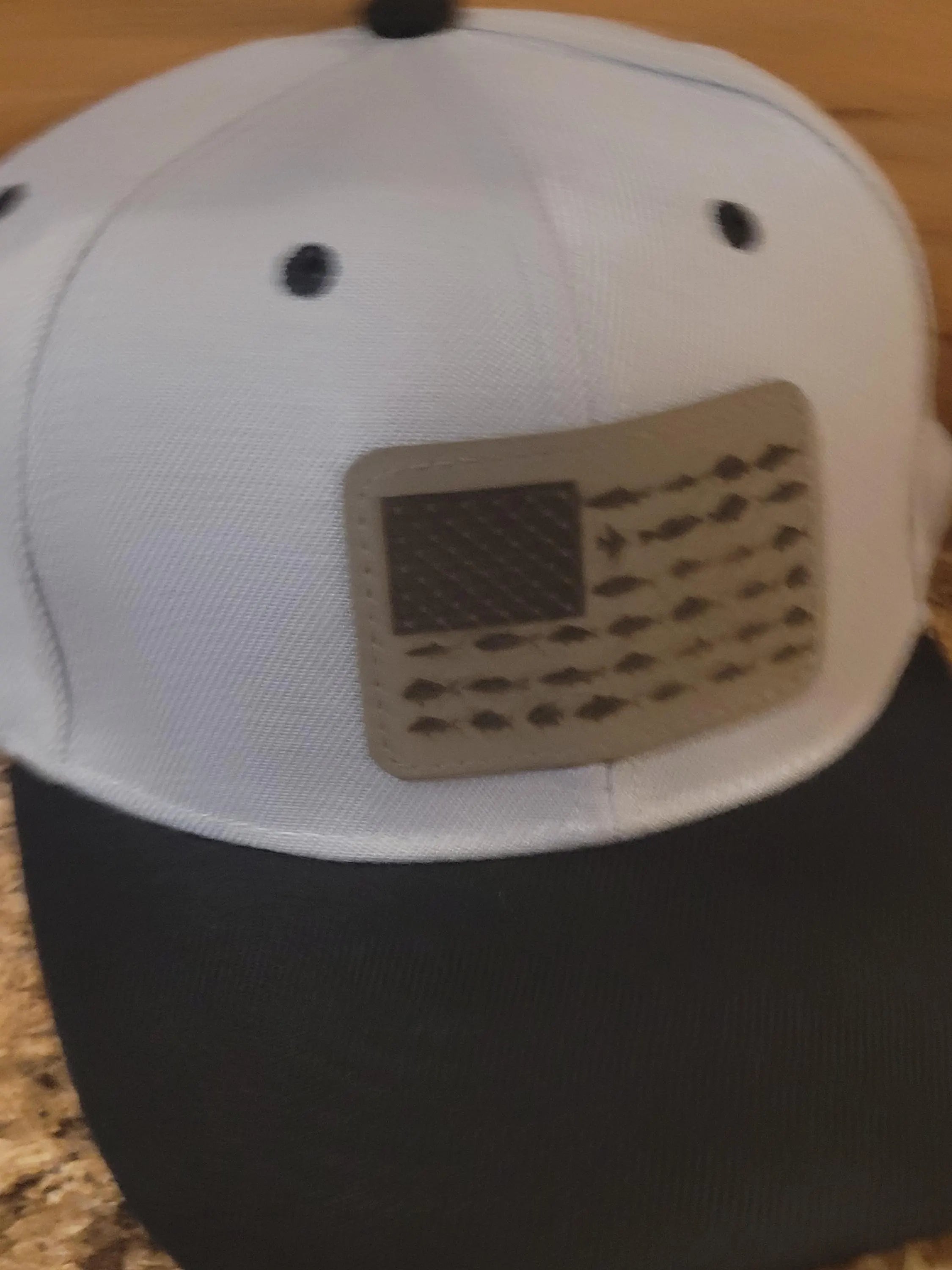 US Saltwater Fishing Flag Ball Cap, Gray with Black bill.