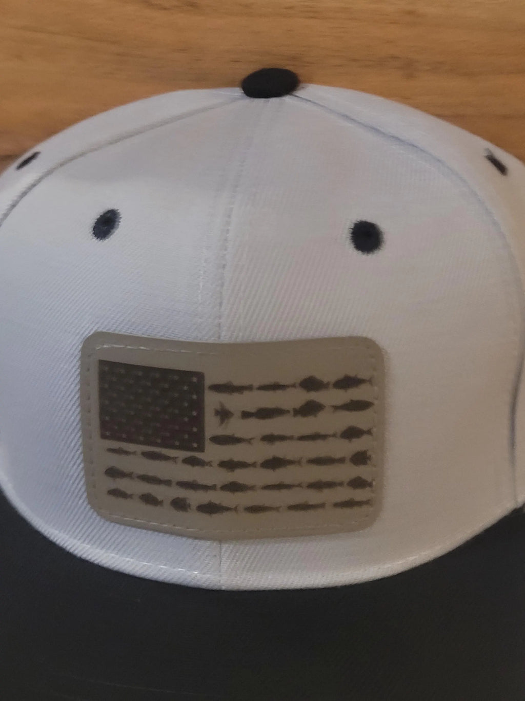 US Saltwater Fishing Flag Ball Cap, Gray with Black bill.