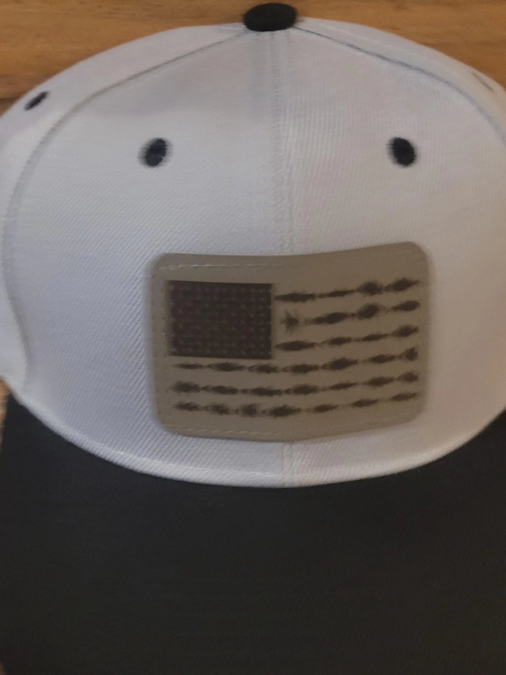 US Saltwater Fishing Flag Ball Cap, Gray with Black bill.